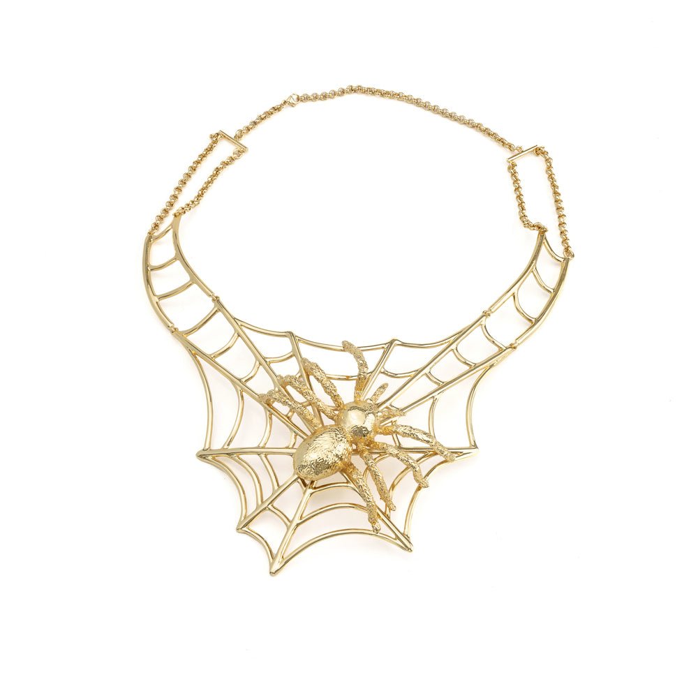 Brass web necklace with giant spider - Bernard Delettrez | necklaces