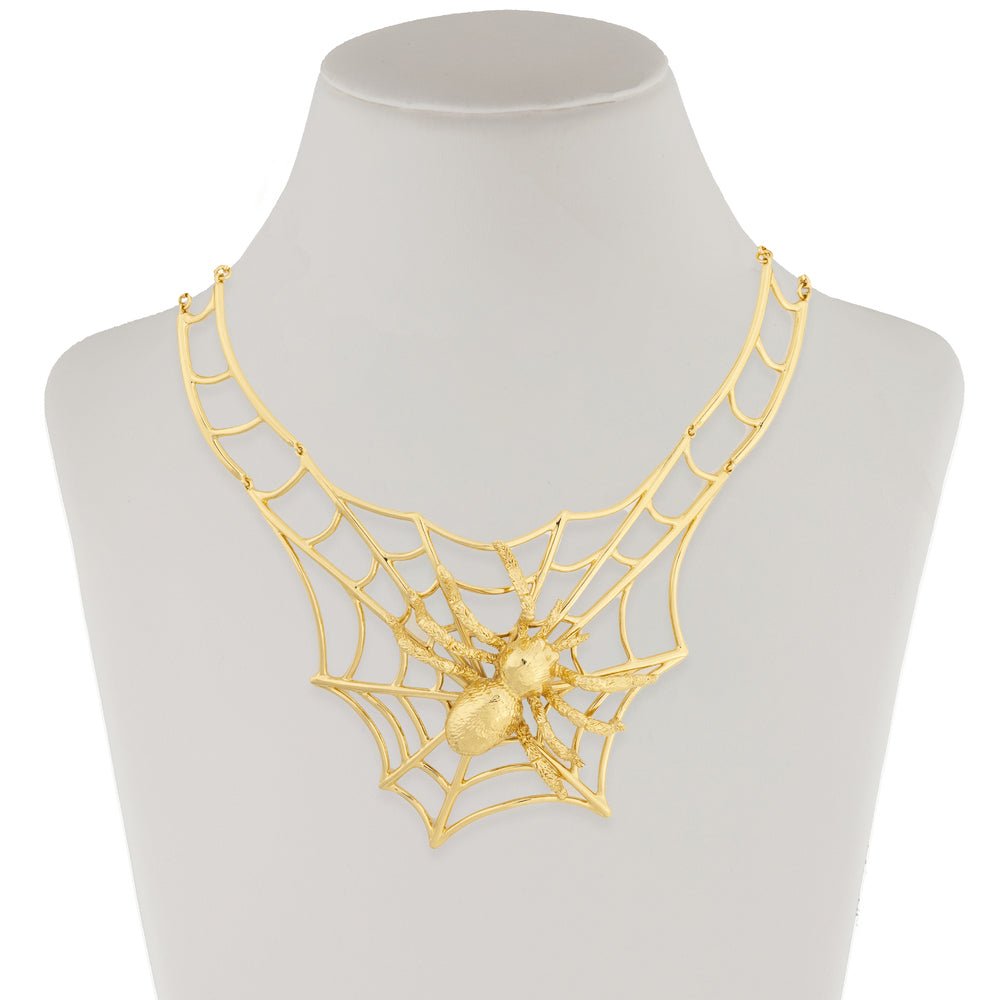 Brass web necklace with giant spider - Bernard Delettrez | necklaces