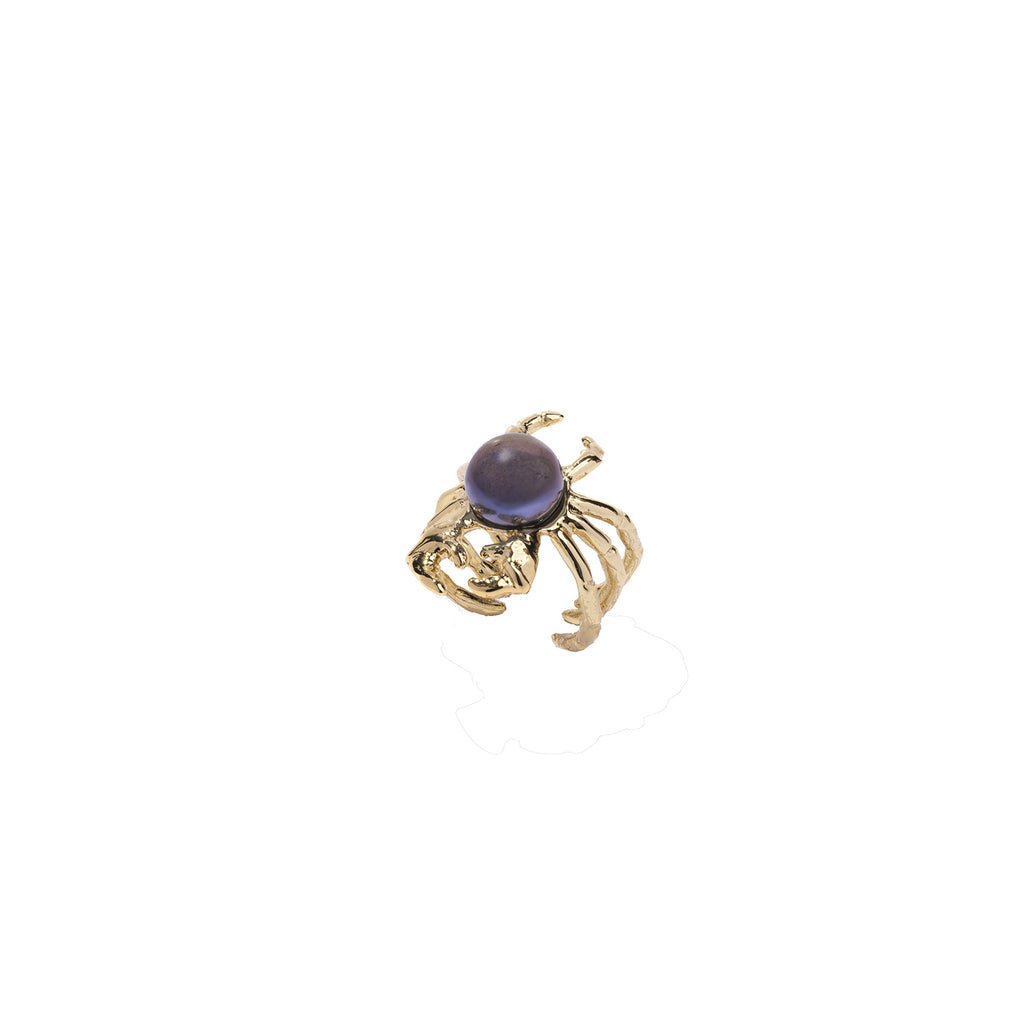 Bronze crab ring with grey pearl - Bernard Delettrez | rings