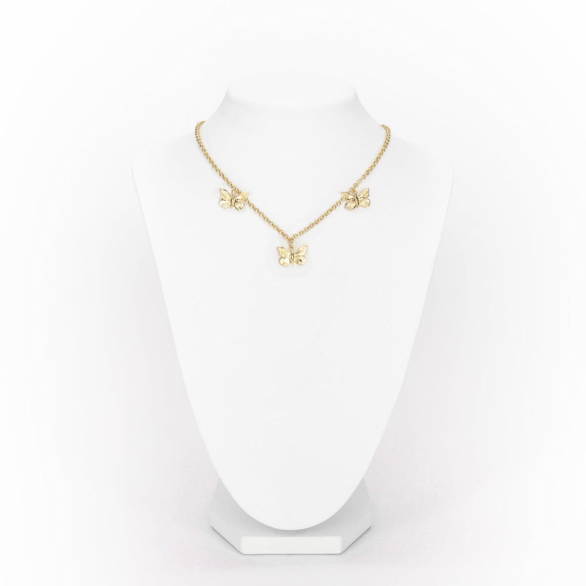 Bronze necklace with 3 pending tiny butterflies - Bernard Delettrez | necklaces