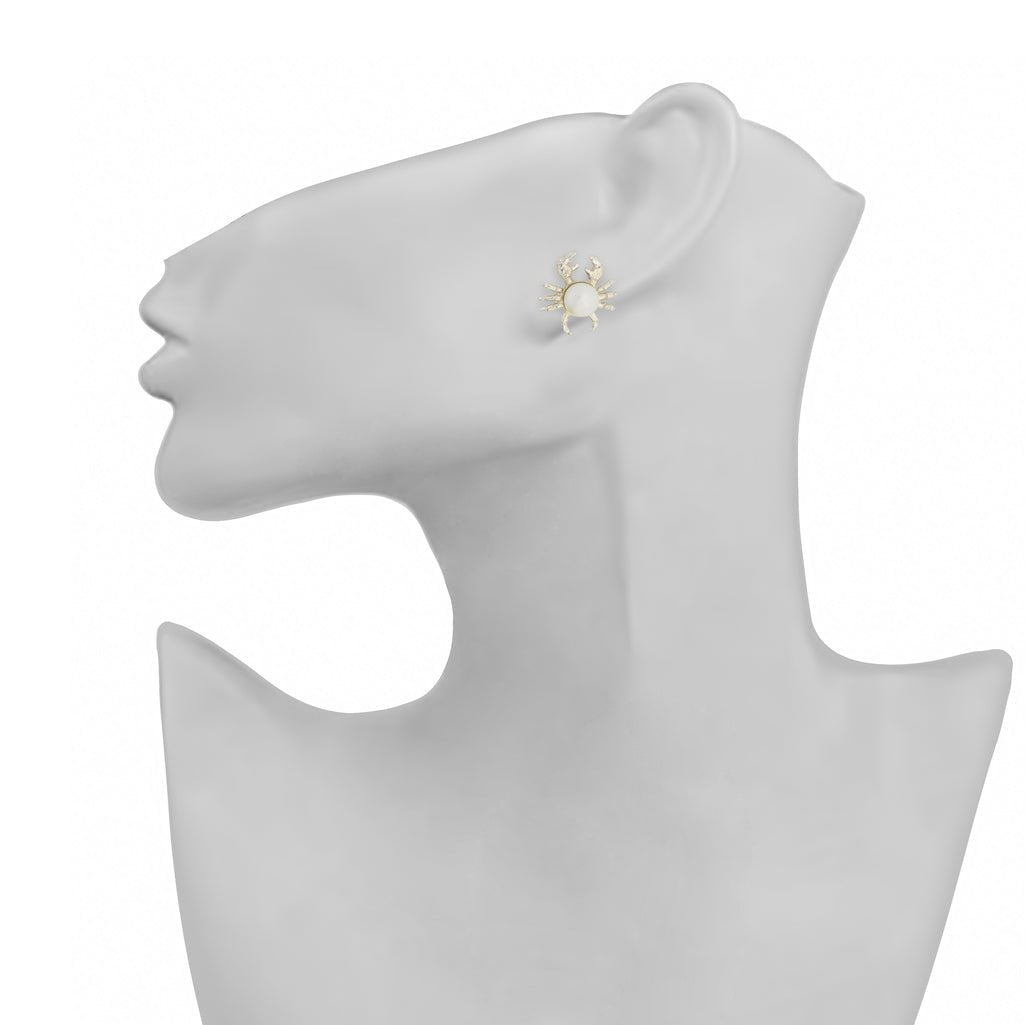 Crab silver earrings with pearl - Bernard Delettrez | earrings