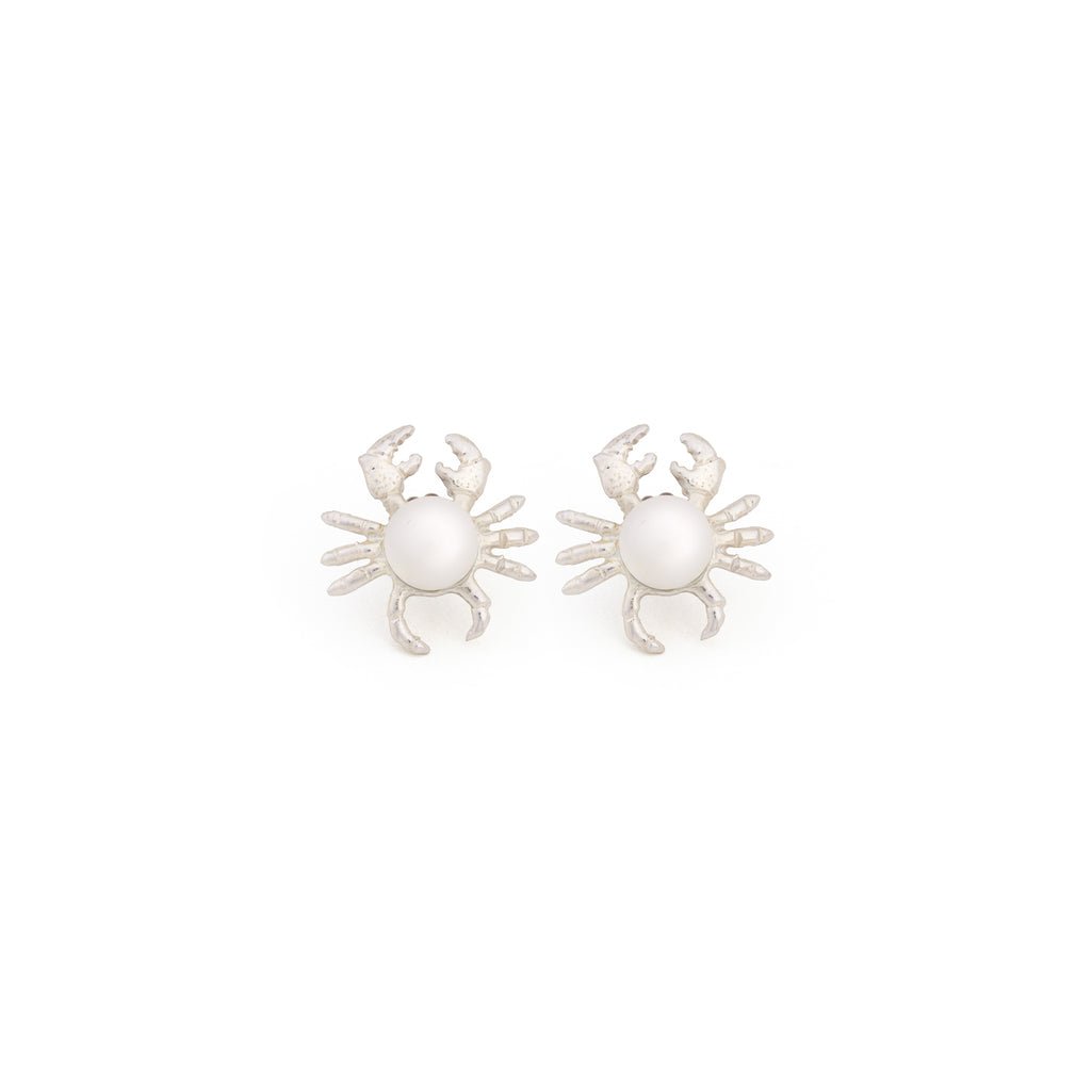Crab silver earrings with pearl - Bernard Delettrez | earrings