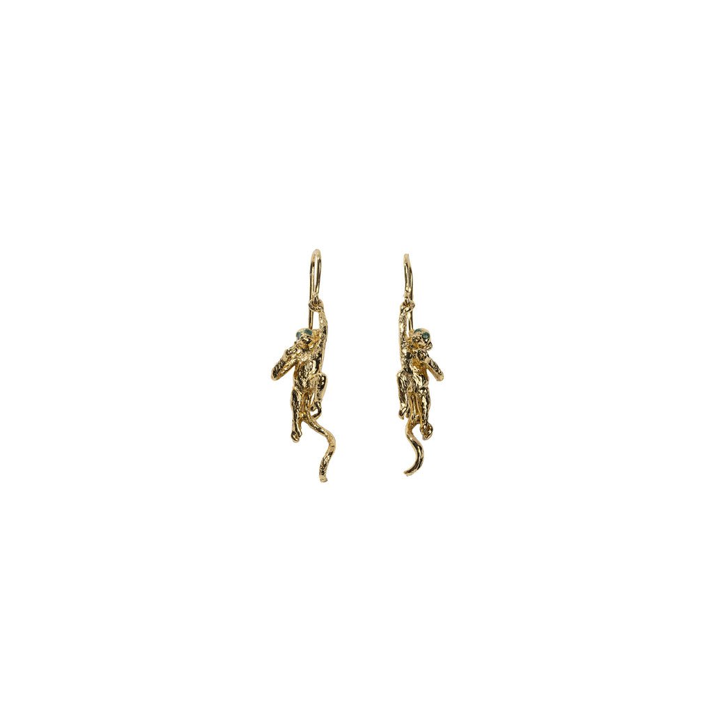Hanging monkey bronze earrings - Bernard Delettrez | earrings