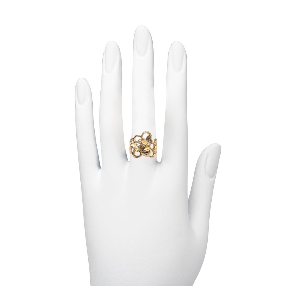 Honeycomb bronze ring with bee - Bernard Delettrez | rings