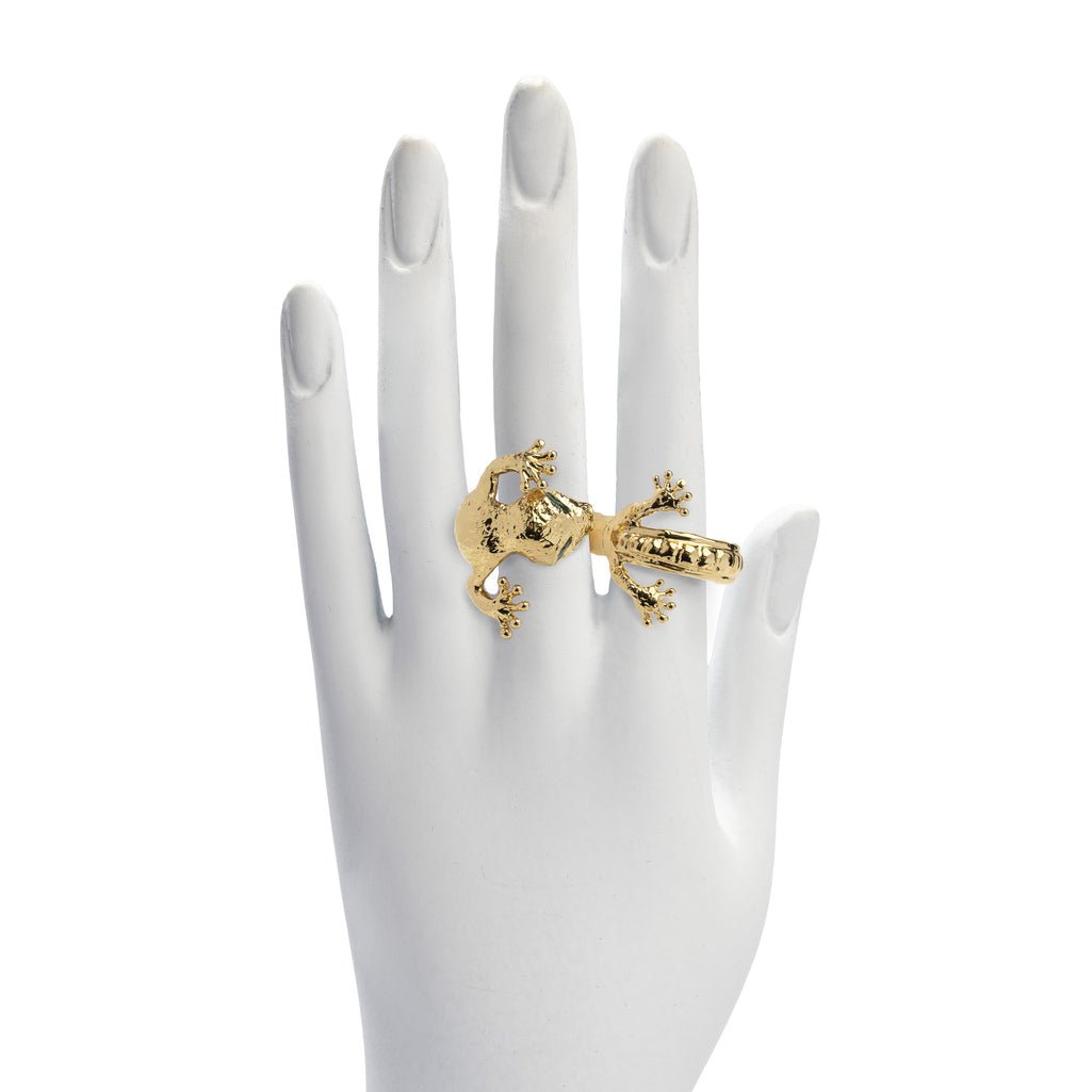 Two fingers gecko bronze ring - Bernard Delettrez | rings