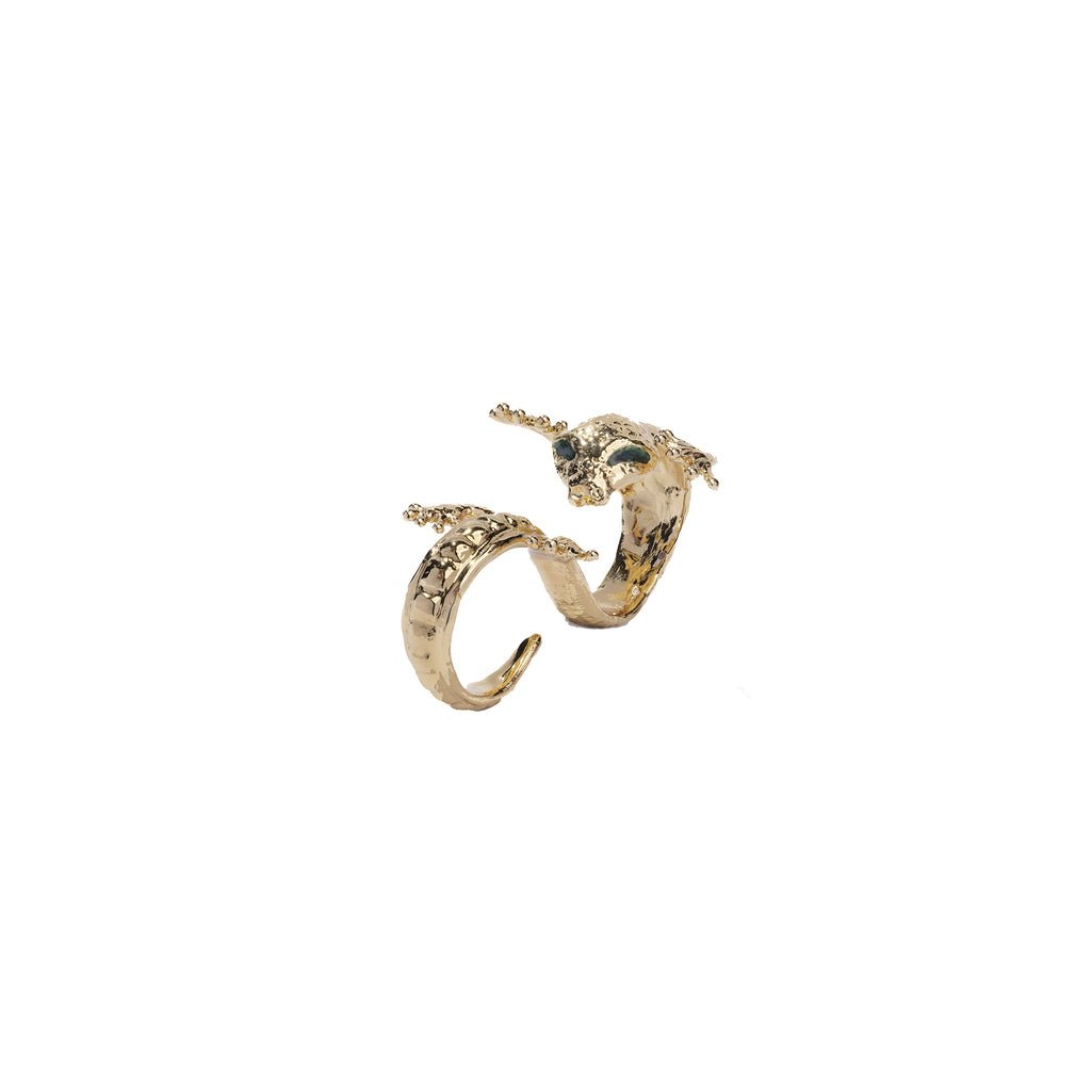 Two fingers gecko bronze ring - Bernard Delettrez | rings