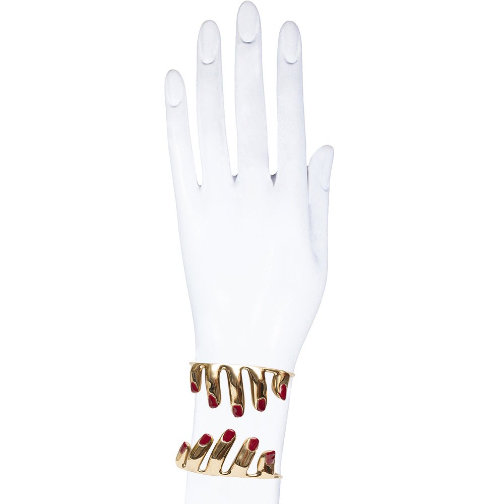 10 fingers bronze cuff bracelet with enamelled nails - Bernard Delettrez | bracelets