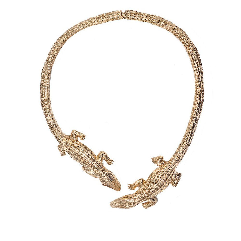 2 crocodiles brass necklace - Bernard Delettrez | necklaces