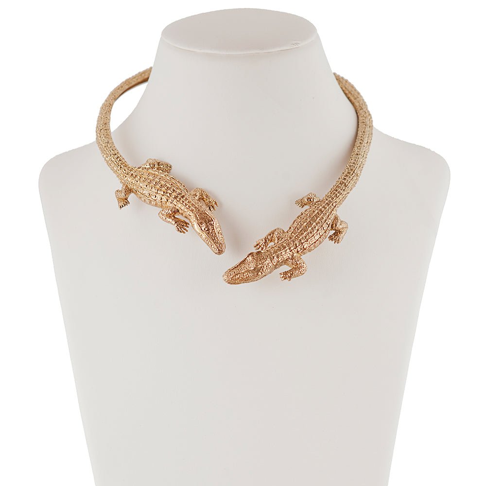 2 crocodiles brass necklace - Bernard Delettrez | necklaces