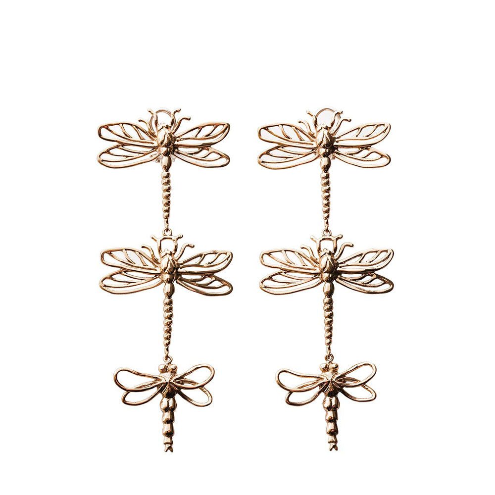 3 big dragonflies Bronze earrings - Bernard Delettrez | earrings