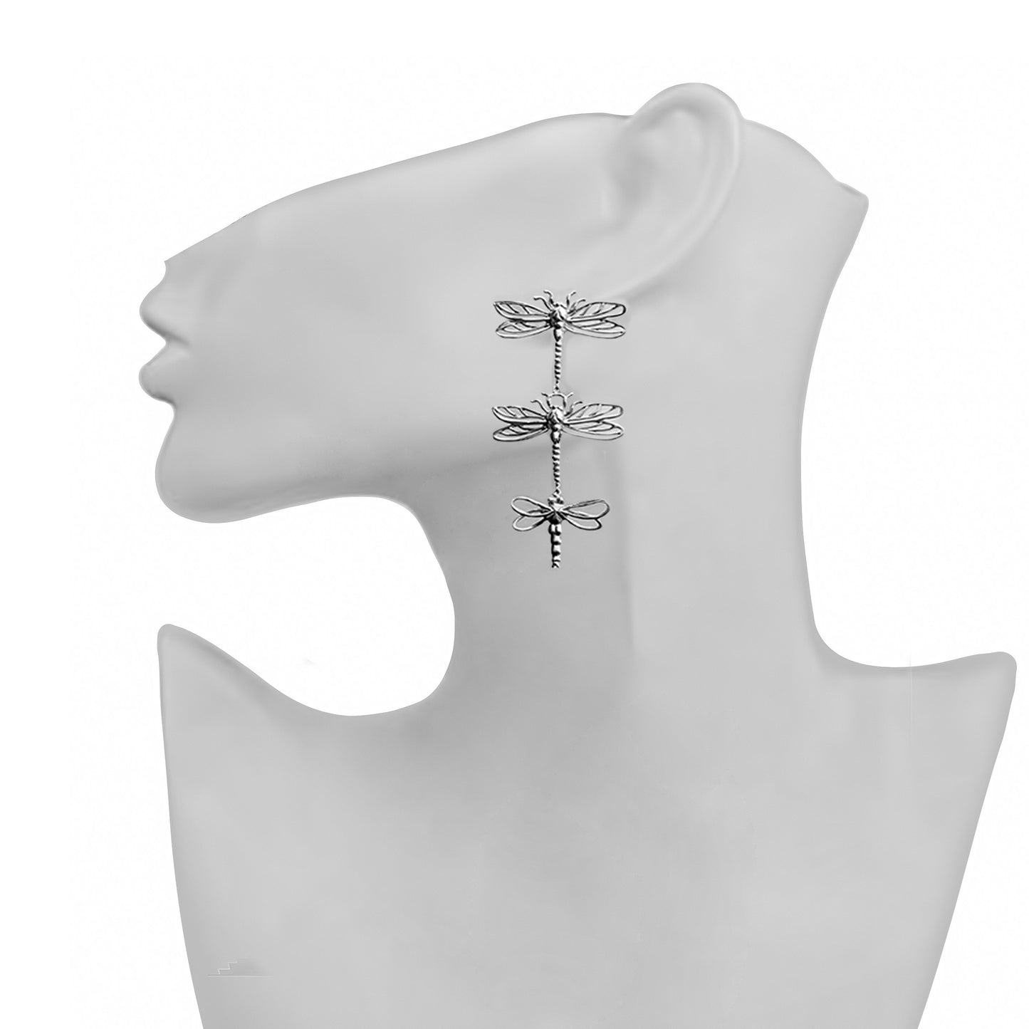 3 big dragonflies Silver earrings - Bernard Delettrez | earrings