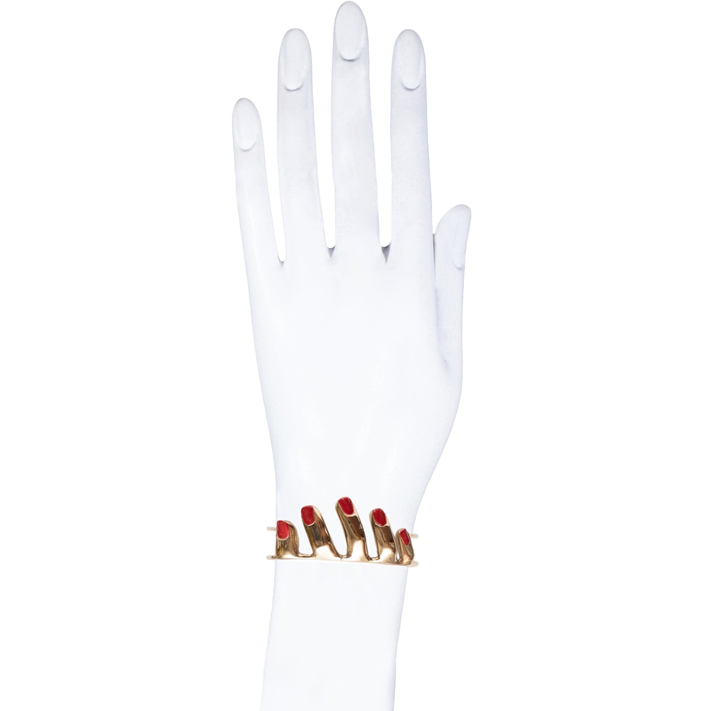 5 fingers bronze cuff bracelet with enamelled nails - Bernard Delettrez | bracelets