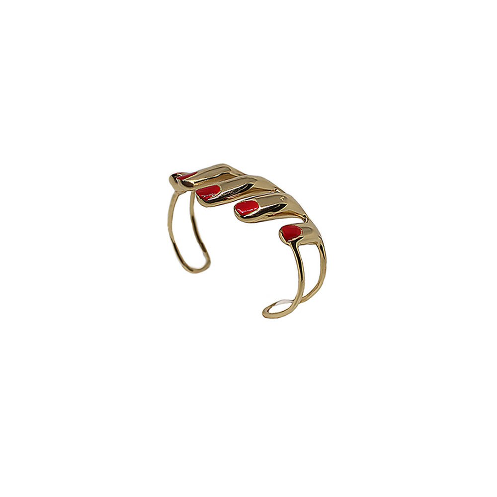 5 fingers bronze cuff bracelet with enamelled nails - Bernard Delettrez | bracelets