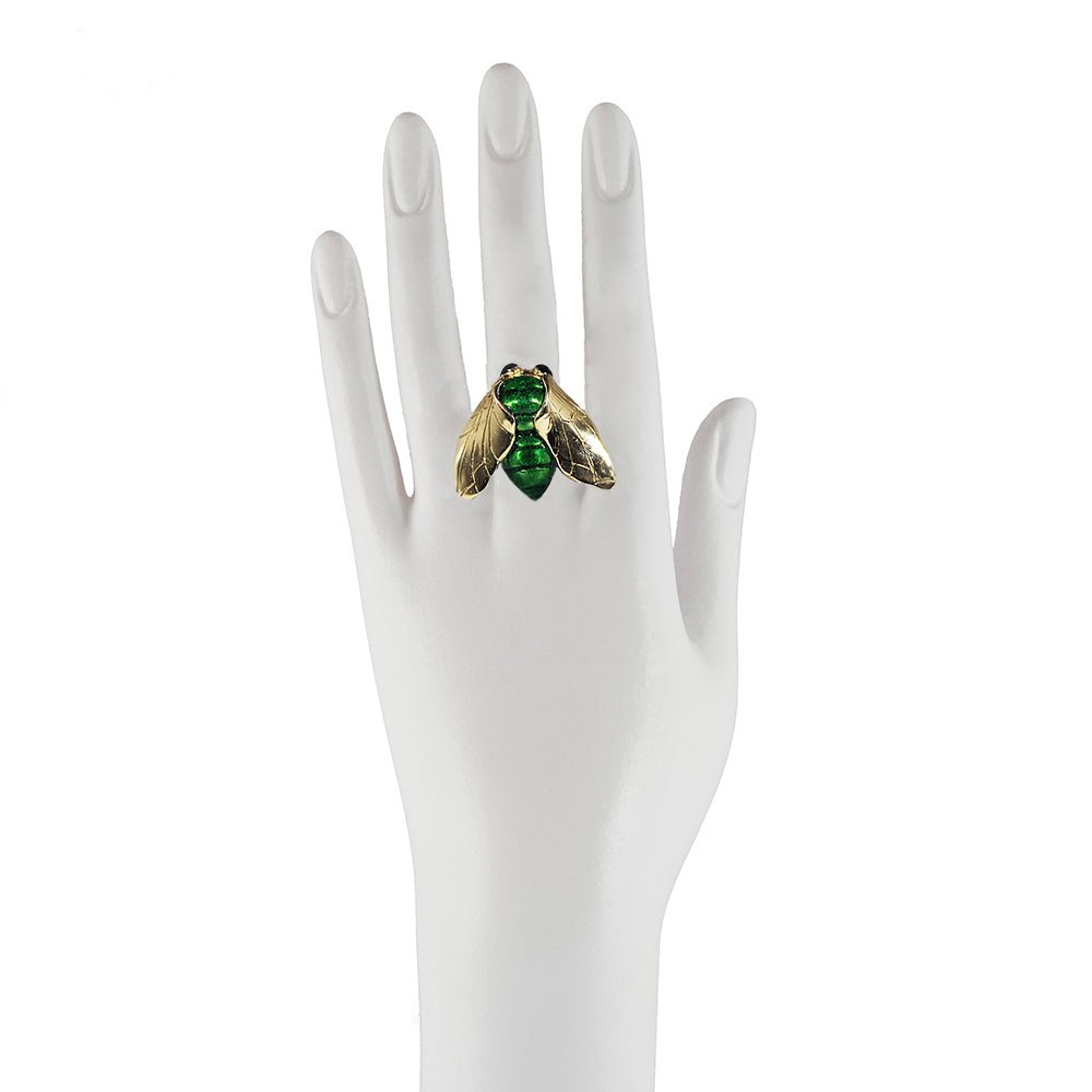 Big fly Bronze ring with enamel - Bernard Delettrez | rings