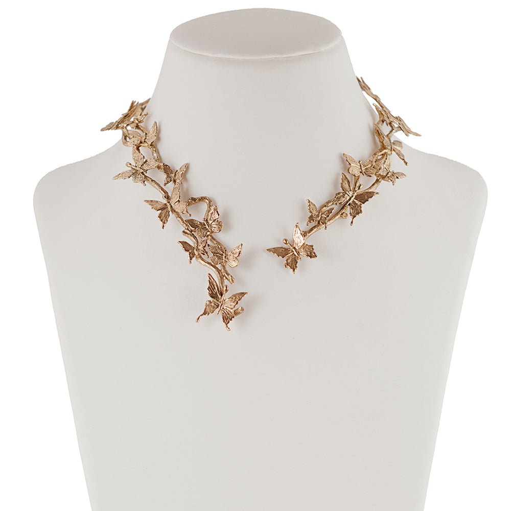 Brass multi butterflies stiff necklace - Bernard Delettrez | necklaces