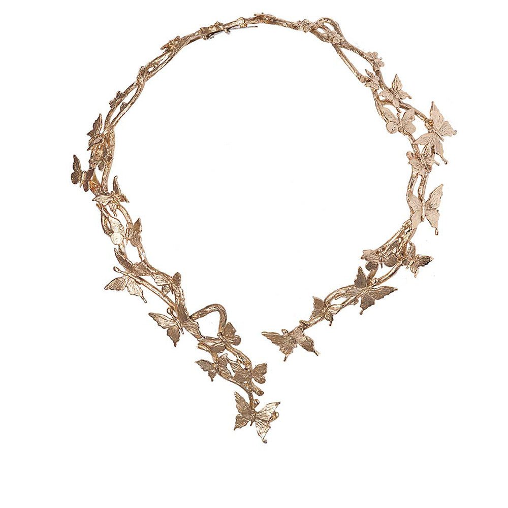 Brass multi butterflies stiff necklace - Bernard Delettrez | necklaces