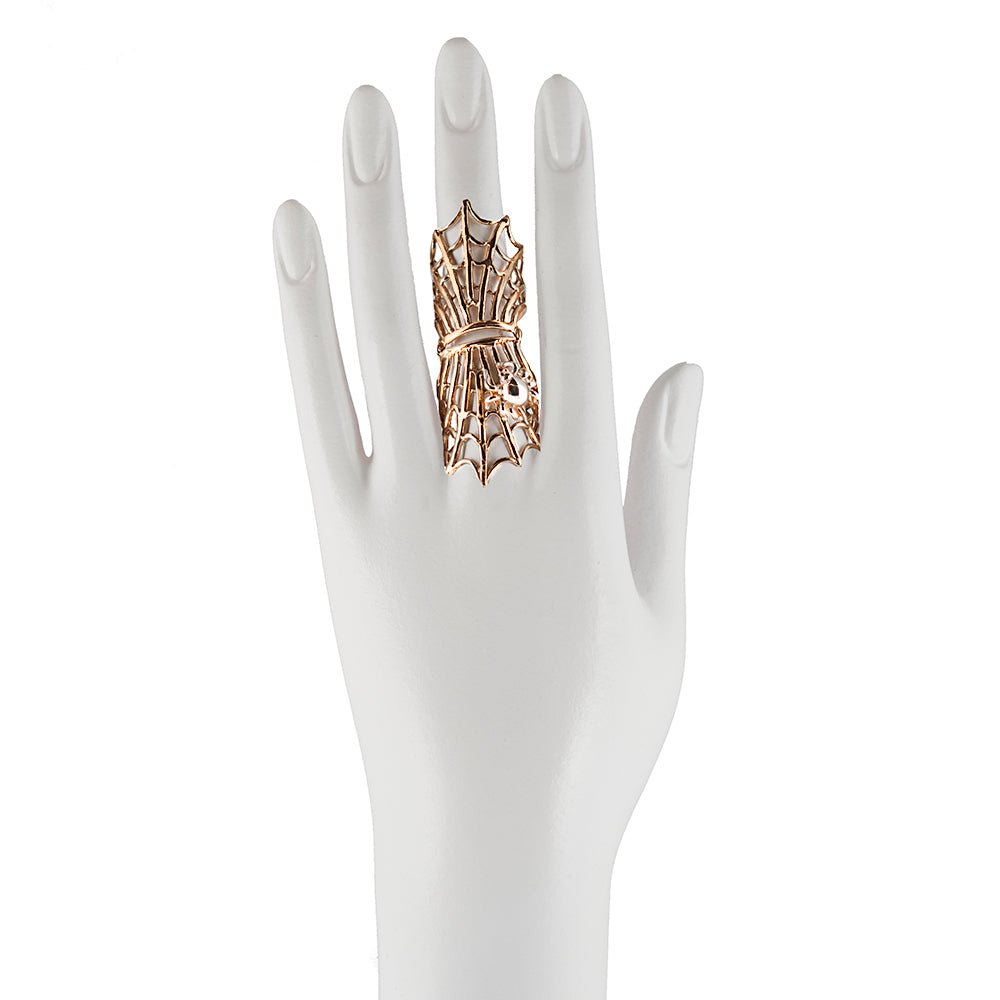 Bronze articulated web ring with silver spider - Bernard Delettrez | rings