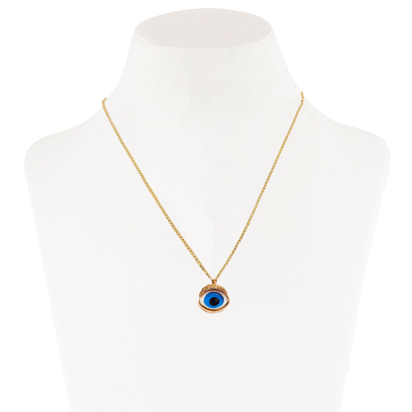 Bronze blue eye pendant with chain - Bernard Delettrez | necklaces
