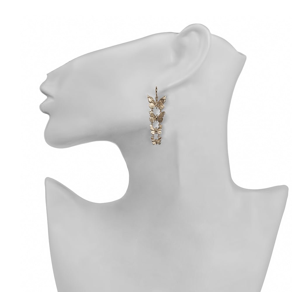Bronze earrings with 4 butterflies - Bernard Delettrez | earrings