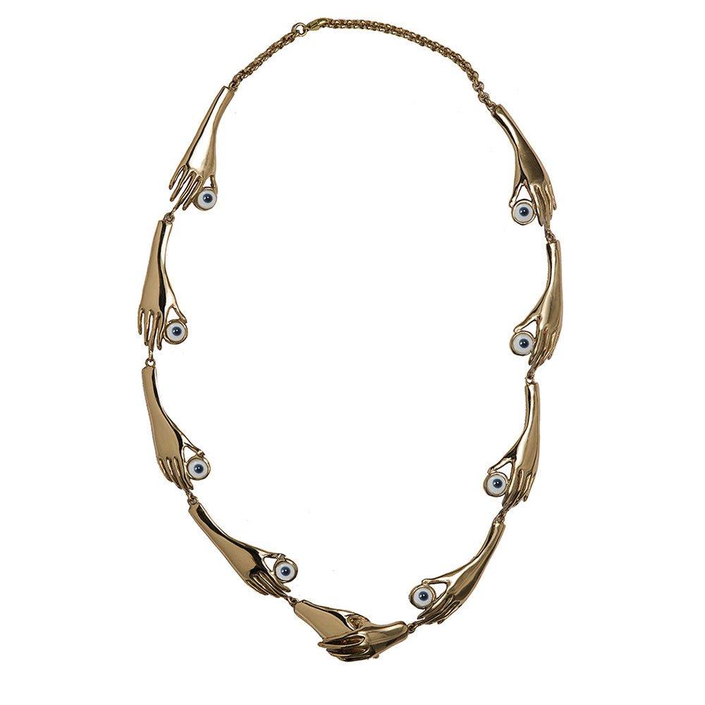 Bronze necklace with 8 arms and blue eyes - Bernard Delettrez | necklaces