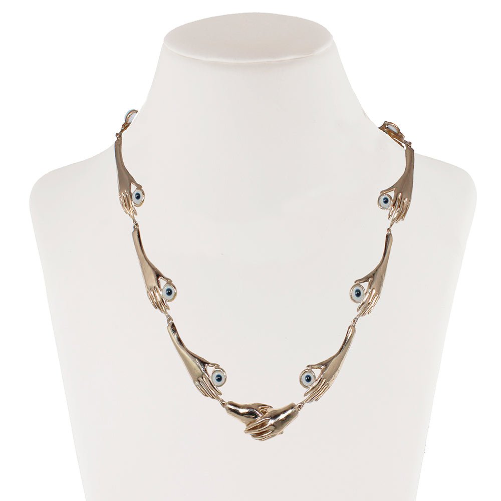 Bronze necklace with 8 arms and blue eyes - Bernard Delettrez | necklaces