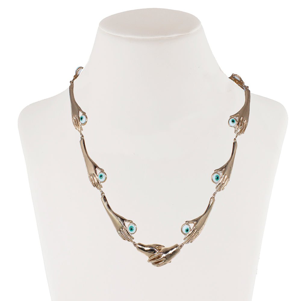 Bronze necklace with 8 arms and green eyes - Bernard Delettrez | necklaces
