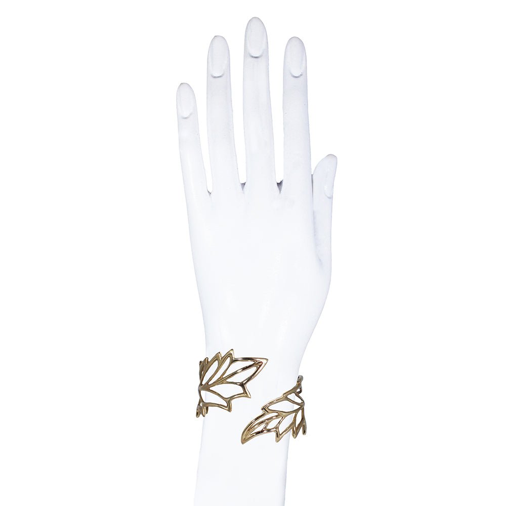Bronze openwork leaf cuff bracelet - Bernard Delettrez | bracelets
