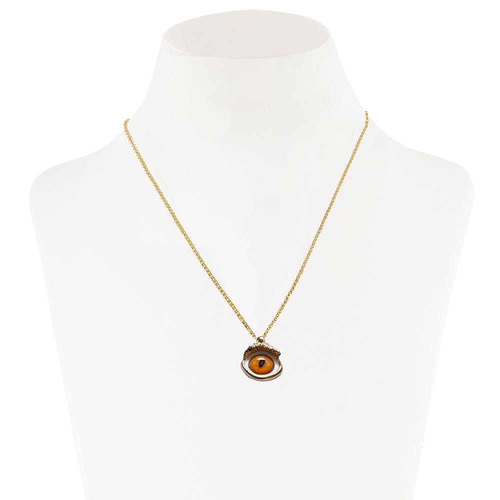 Bronze orange eye pendant with chain - Bernard Delettrez | necklaces