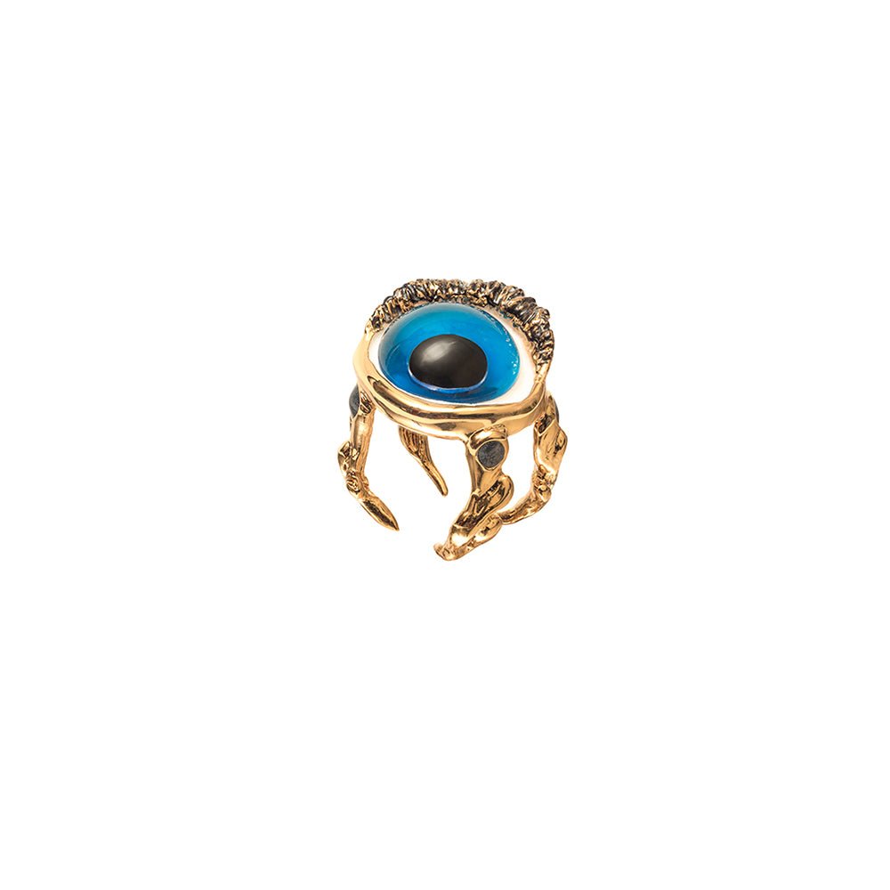 Bronze ring with blue glass eye - Bernard Delettrez | rings