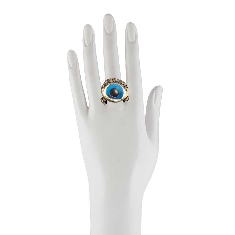 Bronze ring with blue glass eye - Bernard Delettrez | rings