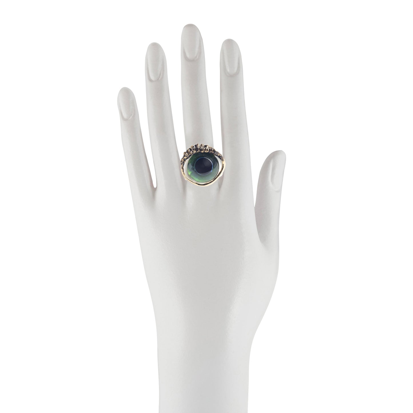 Bronze ring with green glass eye - Bernard Delettrez | rings