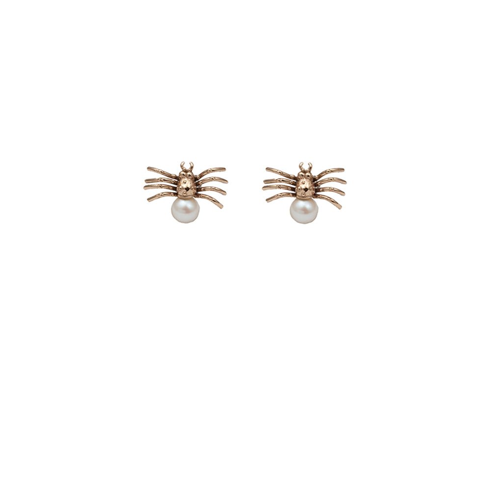 Bronze spider earrings with pearl - Bernard Delettrez | earrings