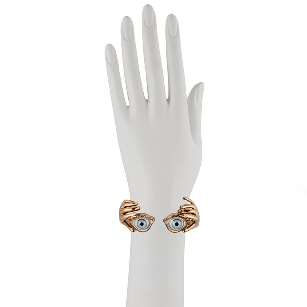 Bronze stiff bracelet with hands and eyes - Bernard Delettrez | bracelets