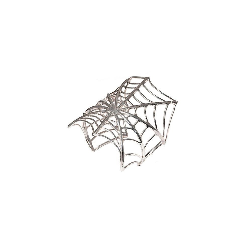 Giant silver web cuff bracelet - Bernard Delettrez |