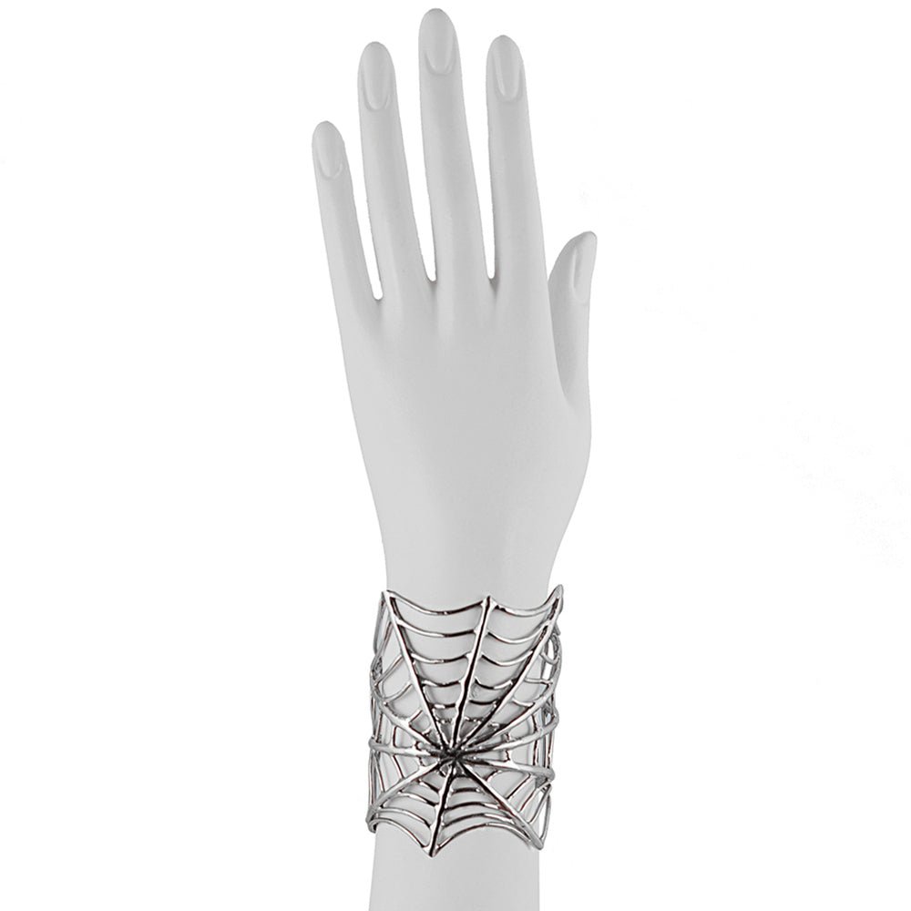 Giant silver web cuff bracelet - Bernard Delettrez |