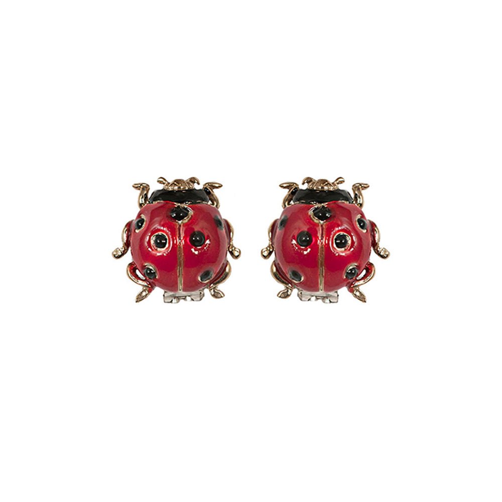 Ladybird Bronze earrings with enamel - Bernard Delettrez | earrings