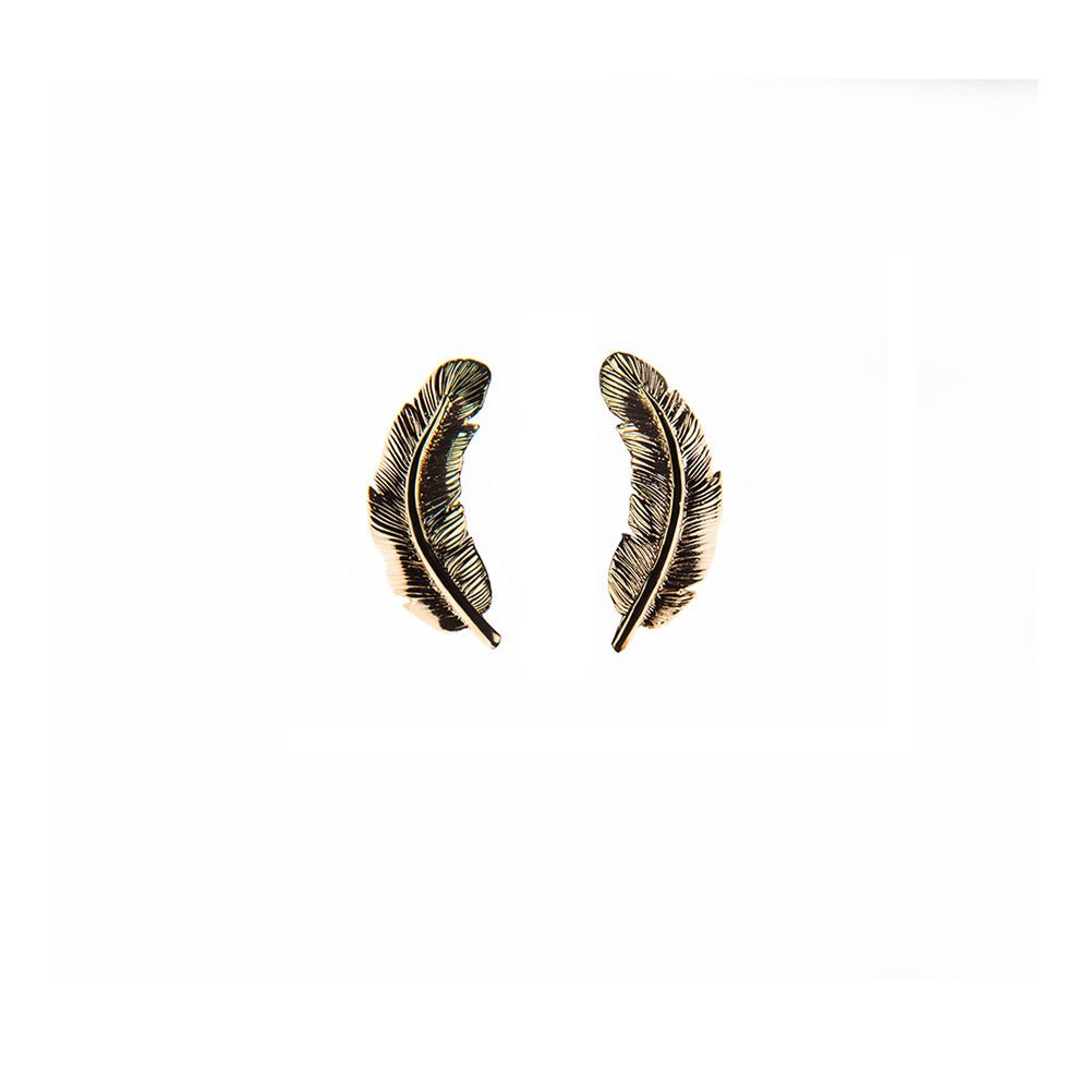 Medium feather bronze earrings - Bernard Delettrez | earrings