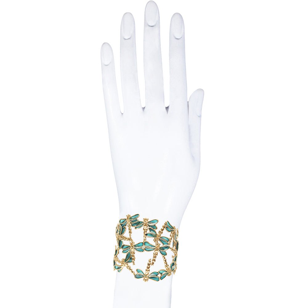 Multi dragonflies Bronze cuff bracelet with enamel - Bernard Delettrez | bracelets