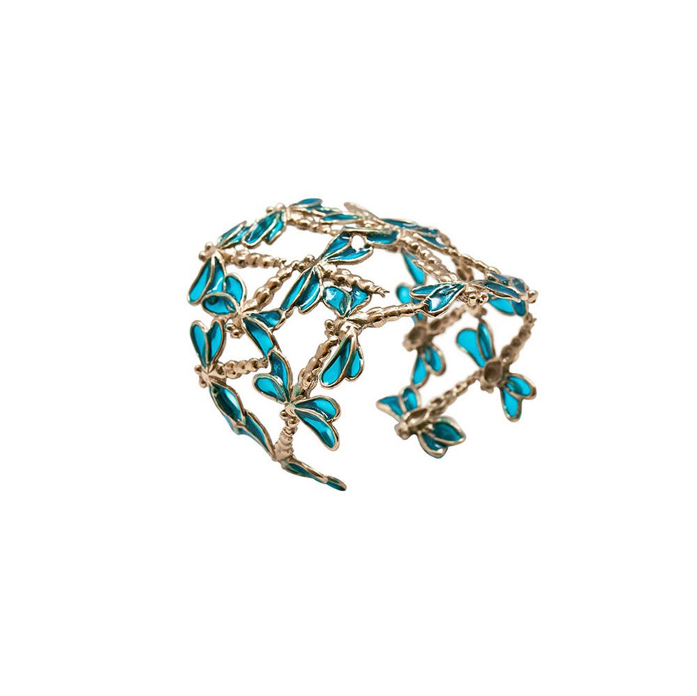 Multi dragonflies Bronze cuff bracelet with enamel - Bernard Delettrez | bracelets
