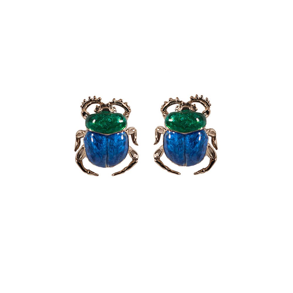 Scarab Bronze earrings with enamel - Bernard Delettrez | earrings