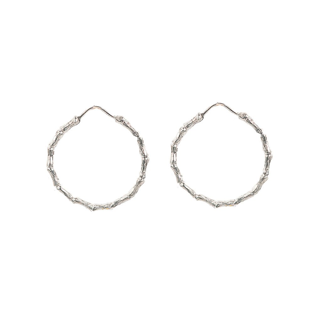 Silver bamboo large hoop earrings - Bernard Delettrez | earrings