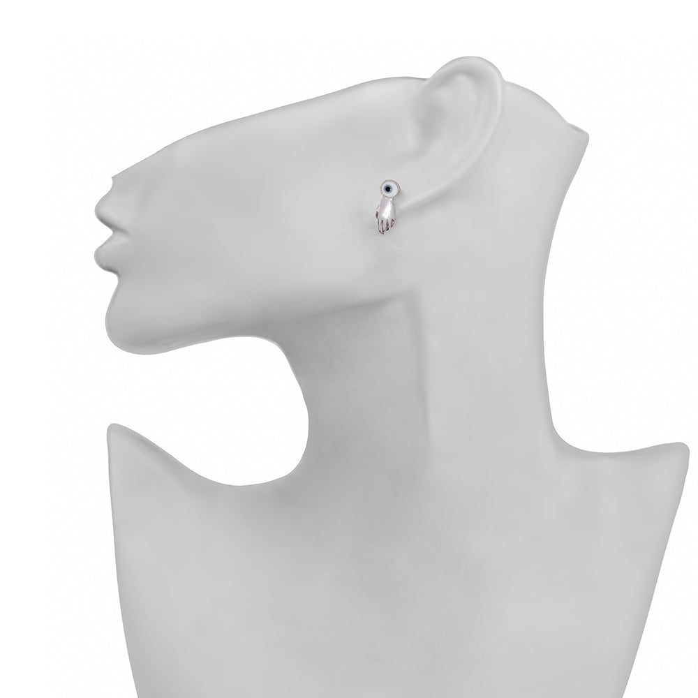 Silver hand earrings with eye - small - Bernard Delettrez | earrings