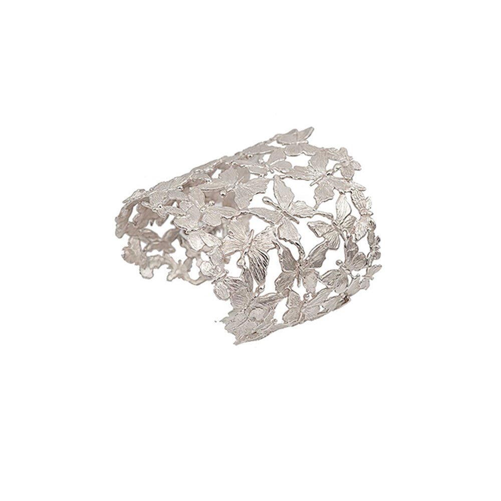 Silver multi butterflies flat cuff bracelet - Bernard Delettrez | bracelets