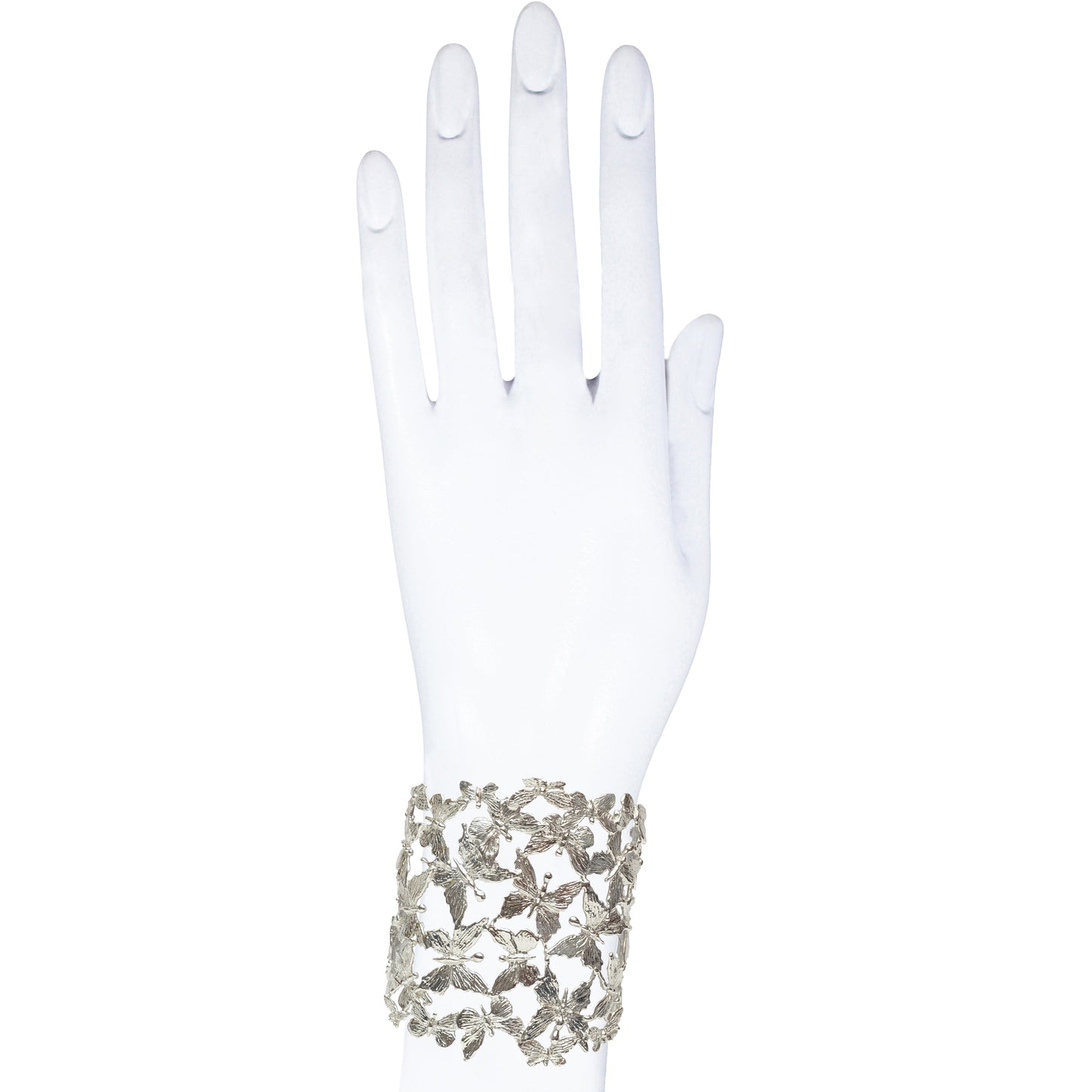 Silver multi butterflies flat cuff bracelet - Bernard Delettrez | bracelets