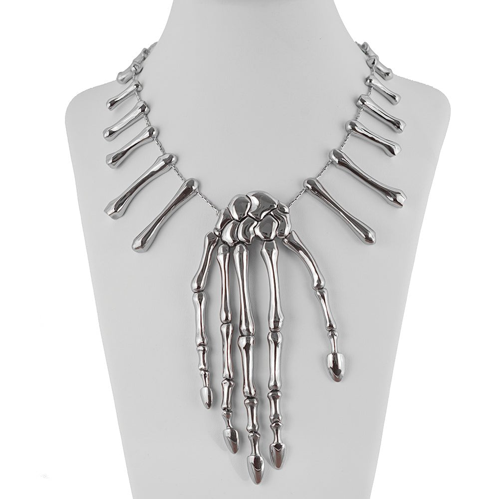 Silver skeleton hand necklace - Bernard Delettrez | necklaces