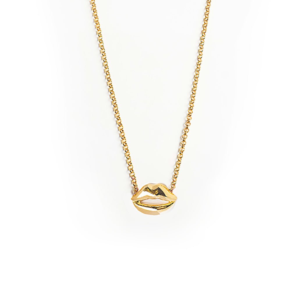 Tiny mouth bronze pendant with chain - Bernard Delettrez | necklaces