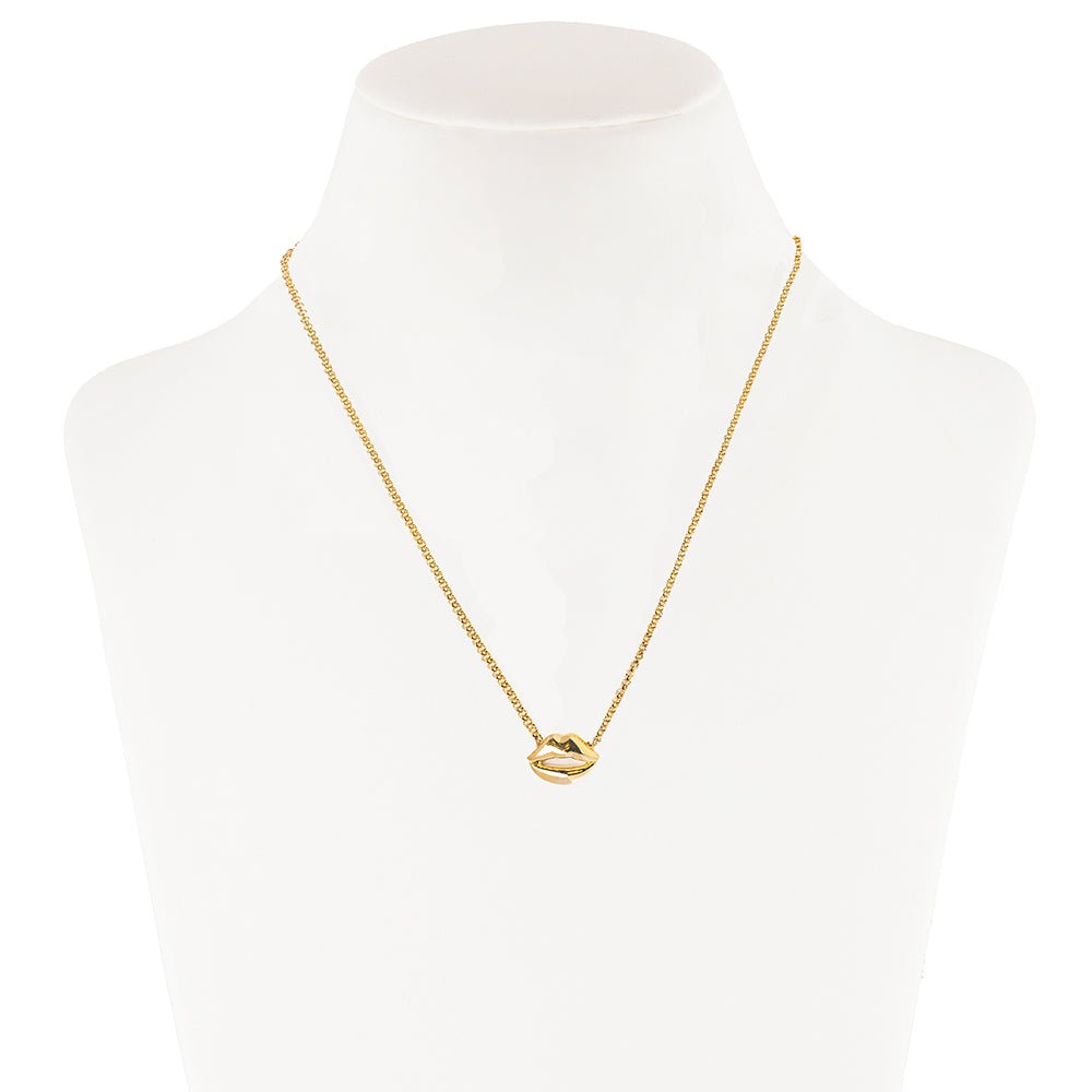 Tiny mouth bronze pendant with chain - Bernard Delettrez | necklaces