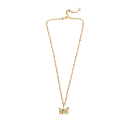 Bronze necklace with 1 pending tiny butterfly - Bernard Delettrez | necklaces