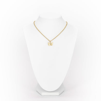 Bronze necklace with 1 pending tiny butterfly - Bernard Delettrez | necklaces