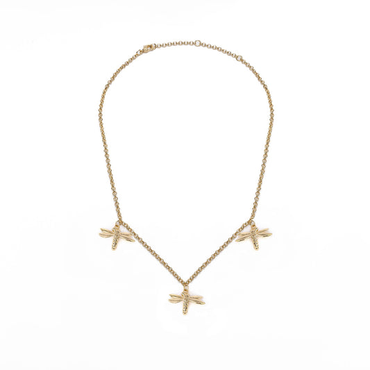 Bronze necklace with 3 pending dragonflies - Bernard Delettrez | necklaces